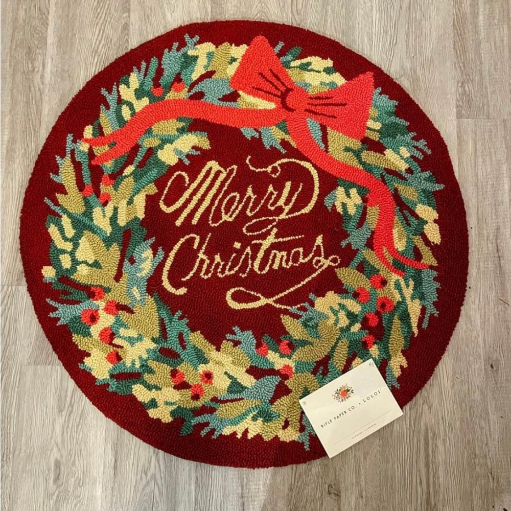 Rifle Paper Co Wreath Christmas Rug